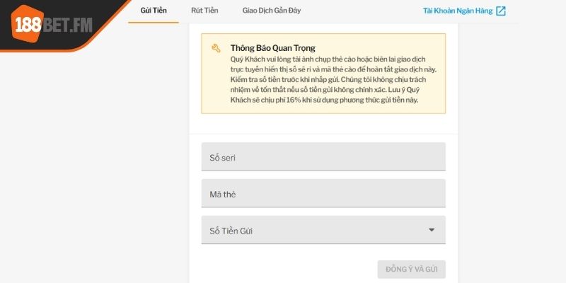 Lưu ý khi thực hiện giao dịch nạp và rút tiền 188bet